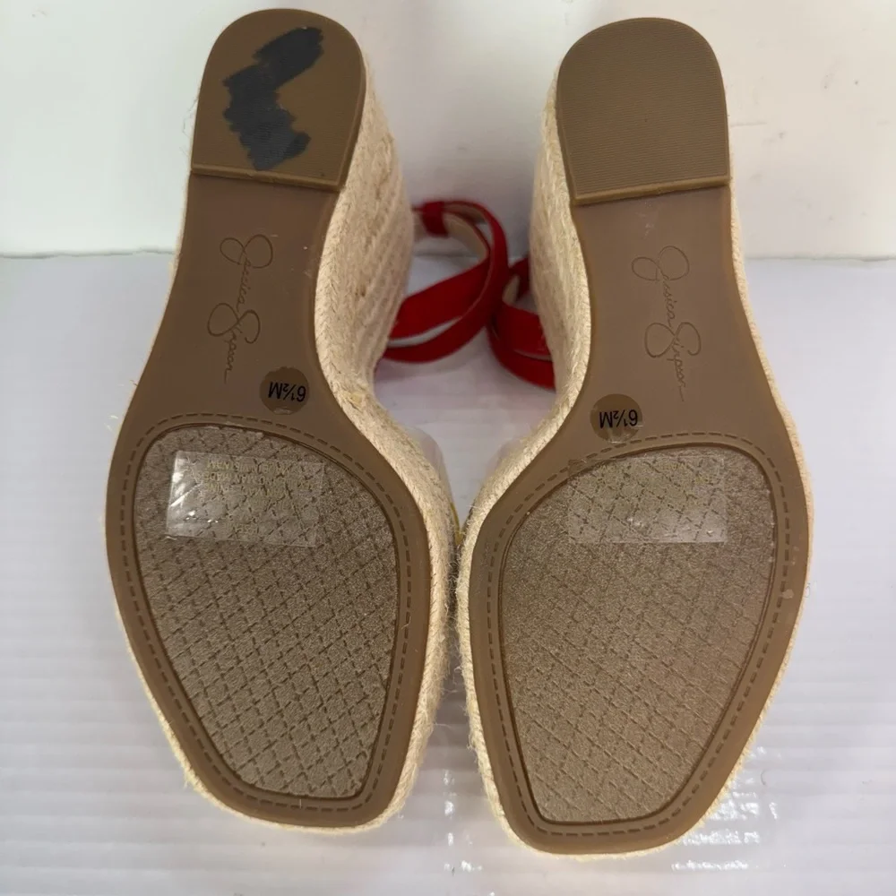 Jessica Simpson Red Floral Wedge Sandals - Picture 8 of 9